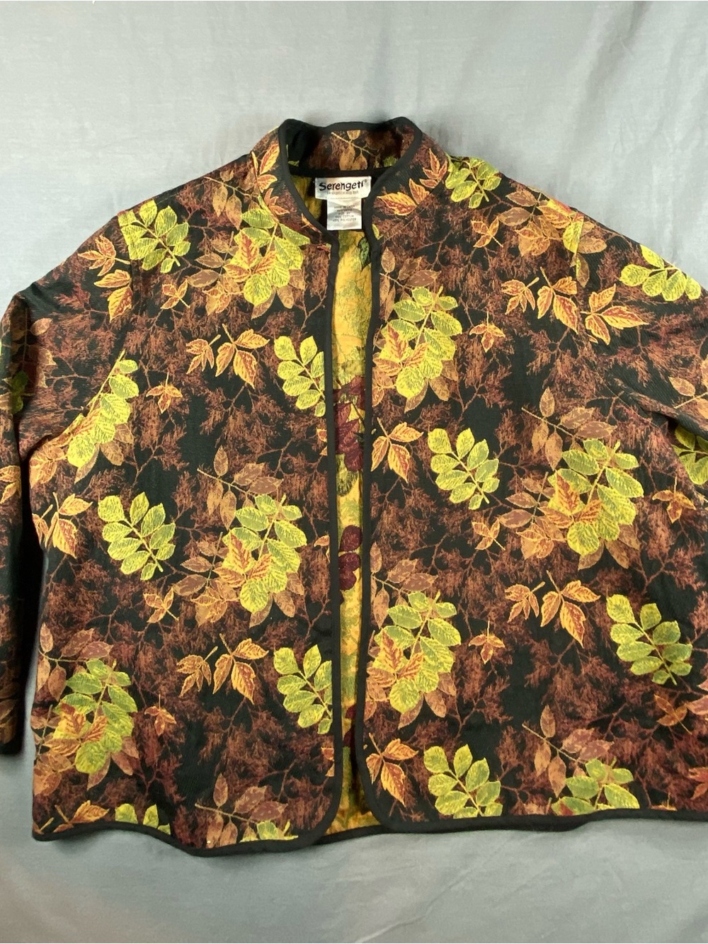 Serengeti Jacket Reversible 2X Fall Leaves Tapestry open front